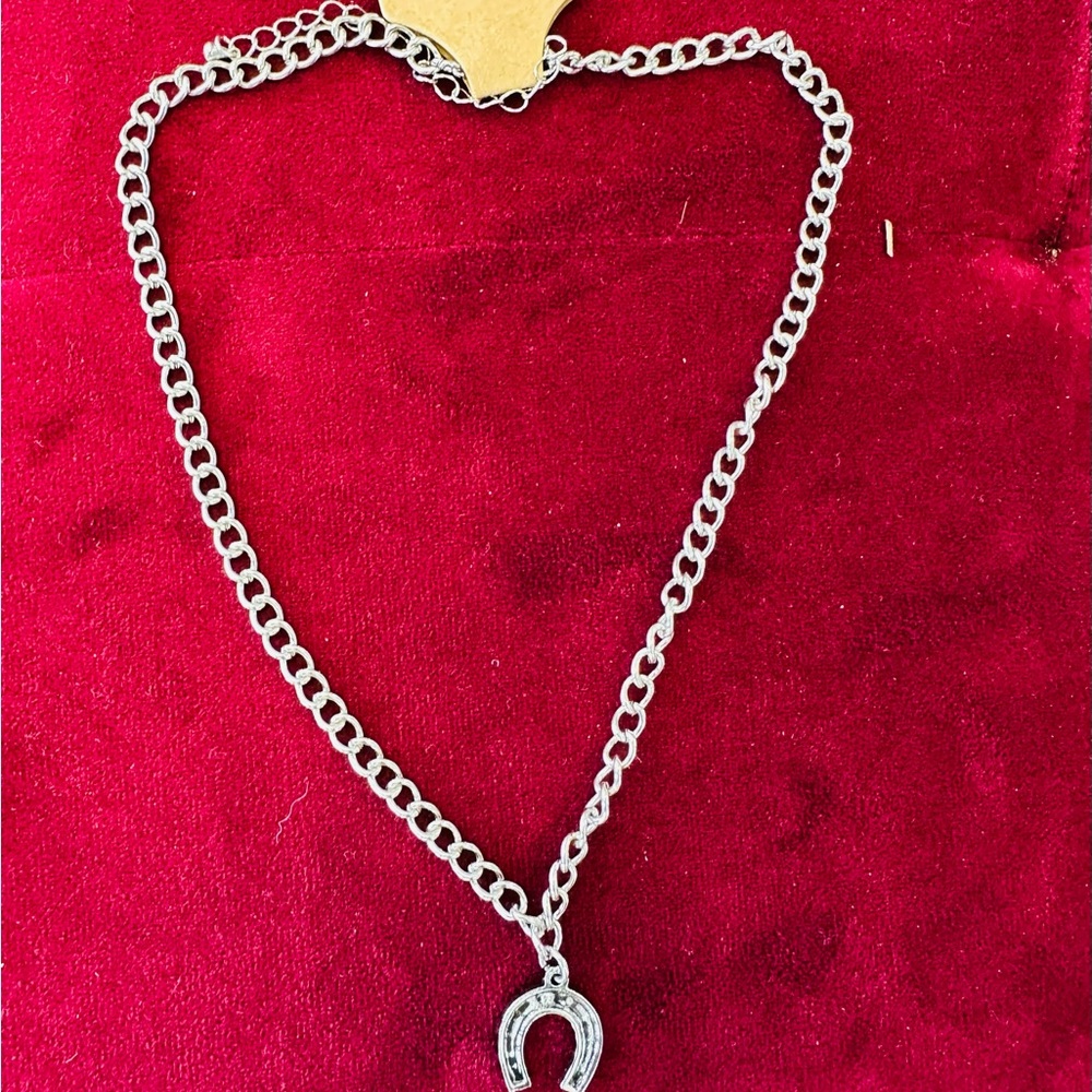 Silver Horseshoe Pendant Necklace